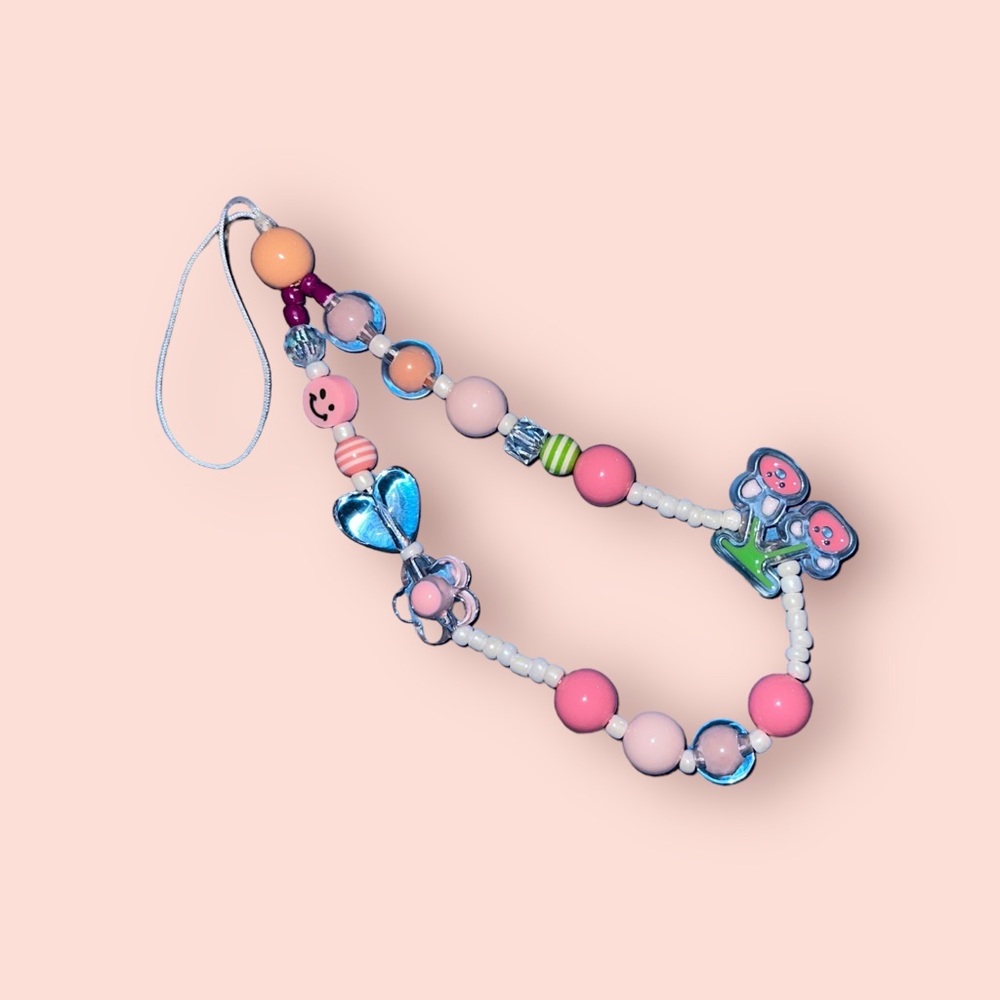 Beaded cell phone charm wristlet